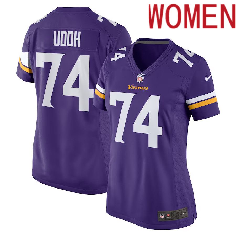 Women Minnesota Vikings #74 Oli Udoh Nike Purple Game NFL Jersey->women nfl jersey->Women Jersey